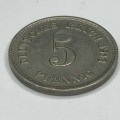 1913 German Empire 5 Pfennig with J mintmark - XF+ - very scarce