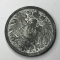 1921 German 10 Pfennig - error coin - zinc residue on rim - AU