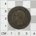 1854 France 10 Centimes `B` mintmark