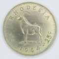 1964 Rhodesia Half Crown - large metal flaw - mint error
