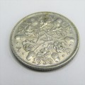 1933 Great Britain Sixpence - cracked die V to D