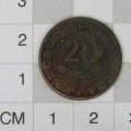 1950 Mozambique Bronze 20 Centavos - AU+