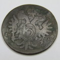 1800 B Austria 3 Kreuzer bronze coin