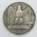 1927 Italy 5 Lire - Fert - VF