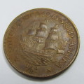 1943 SA Union Half Penny - EF+ - metal flaw obverse