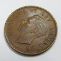 1943 SA Union Half Penny - EF+ - metal flaw obverse