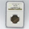 1935 SA Union 1/2d half penny graded MS 63 BN by NGC