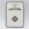 1946 Southern Rhodesia 3 pence MS 63 graded by NGC