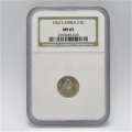 1962 South Africa 2 and a half cent graded MS 65 by NGC - only 8745 minted as business strikes