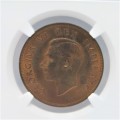 1947 SA Union Penny graded PF 63 RB by NGC - 5.5cm x 7.5cm