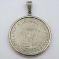 1955 SA Union half crown silver coin pendant - Weighs 16,8 grams