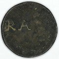British George IV half penny overstamped RA