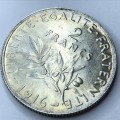 1916 France silver 2 francs - Full mint luster