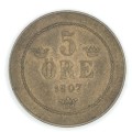 1907 Sweden Bronze 5 ORE -