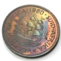 1960 SA Union Half Penny - UNC - Rainbow toning