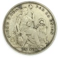 1923 Peru one sol Crown size silver coin LIBERTAD incuse