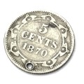 1870 Newfound Land 5 cent - Scarce but holed