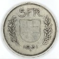 1931 B (b) Switzerland 5 Francs