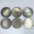 Lot of 6 ZAR kruger shillings - Full set - 1892, 1893, 1894, 1895, 1896, 1897 -Book value over R8000