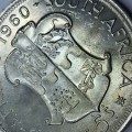 1960 SA Union Silver 5 Shilling - Cracked die A of Afrika