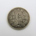 1895 ZAR Paul Kruger 6d sixpence