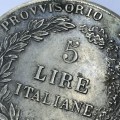 Italian States Revolutionary Provincial Government 1848 m 5 Lire - XF+