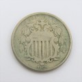 1867 USA Shield Nickle 5c F+