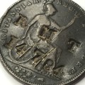 1855 British Penny with overstamp R H T 14784