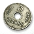 1913 A German East Africa 5 Heller - XF+