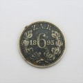 1895 ZAR Paul Kruger 6d sixpence