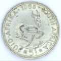 1958 SA Union 5s Five Shilling with unusual die crack through 2nd a of AFRICA