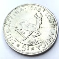 1958 SA Union Crown with die crack from tail of Springbok through 1st A of Africa