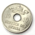 1910 J German East Africa 10 Heller - UNC - Lovely coin