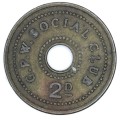GPW Social Club 2 Penny token - brass