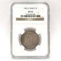 1892 ZAR Kruger two shilling graded AU 55 by NGC