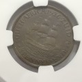 1926 SA Union half penny grade AU50 BN by NGC