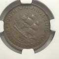 1925 SA Union half penny graded AU 50 BN by NGC