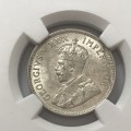 1932 SA Union one shilling graded AU 58 by NGC
