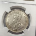 1932 SA Union 2 shilling half crown graded AU 58 by NGC