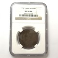 1930 SA Union one penny graded AU 58 BN by NGC