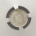 1923 SA Union 3 pence graded PF 63 by NGC