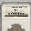 1944 SA Union 2 Shillings graded AU58 by NGC - Only 14 coins graded better