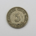 1908 J Deutsches Reich 5 Pfennig