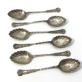 Beautiful set of Silver spoons in broken box - shell shaped