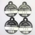 4 Klein Karoo Dog Licenses with no`s 140, 150, 160 and 170 - all 1988
