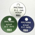 Lot of 3 Dog Licenses with no. 1800 - all Koup - 1983, 1984 and 1985