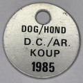 Lot of 2 vintage Dog licenses ending on 99 - Knysna 1981 and Koup 1985