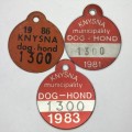 Dog License - lot of 3 Knysna licenses with no 1300 - DIFFERENT YEARS