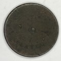 Unknown token - Says `plated` on one side - Also a star and some marks