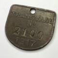 1917 Transvaal Free Dog Badge no. 2100